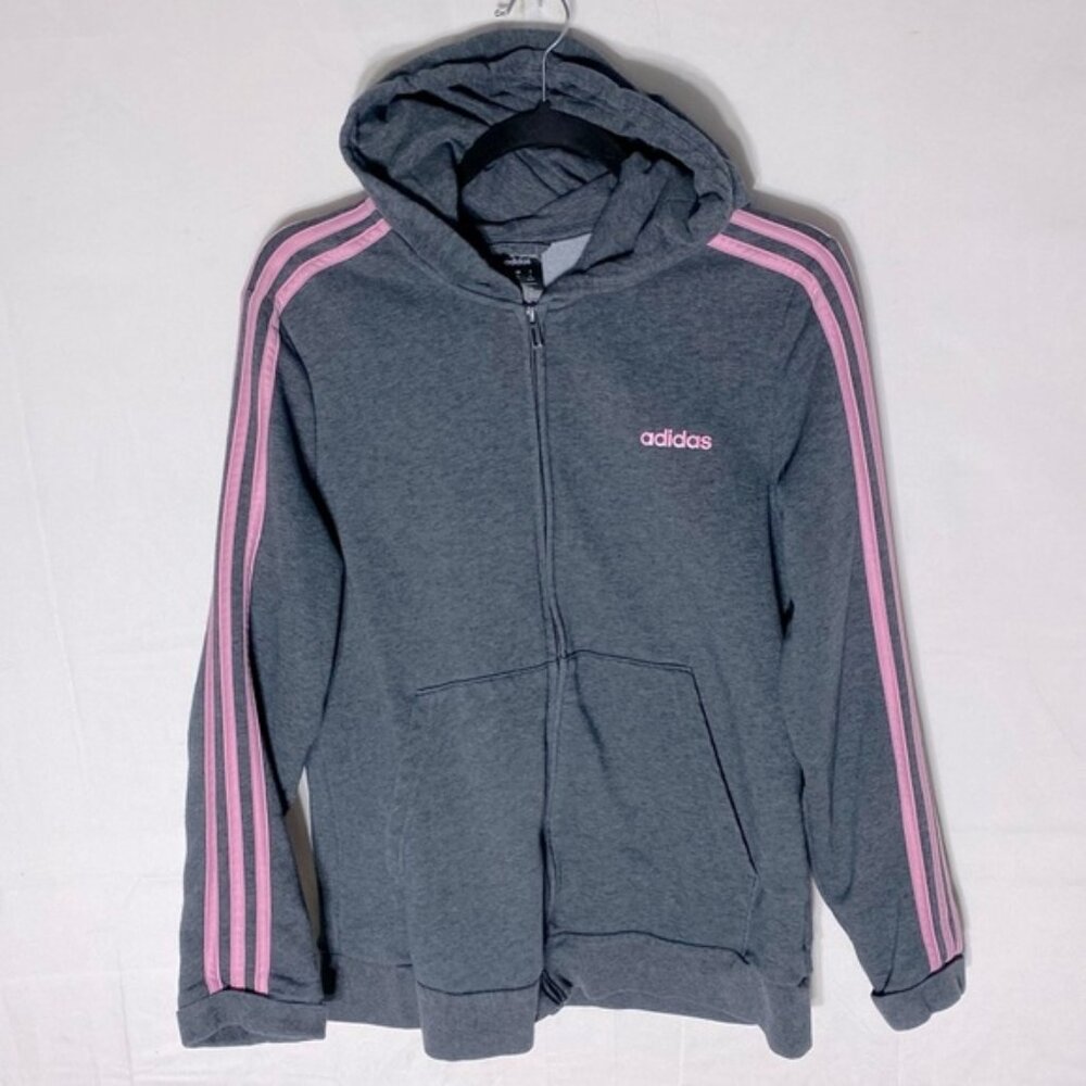 SOLD-Adidas Grey Pink Pink Zip Hoodie XL